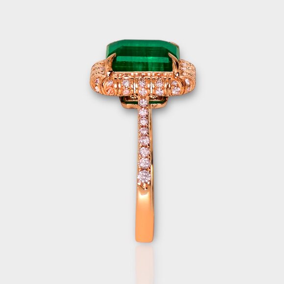 Rose Gold Emerald Ring - Picture 7 of 8